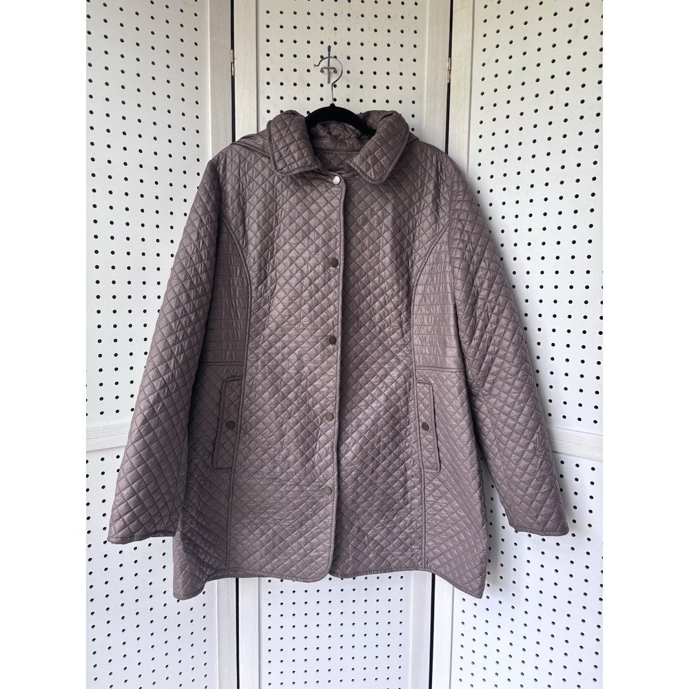 St. John's Bay Longline Quilted Fleece Lined Hooded Jacket Lightweight Womens XL